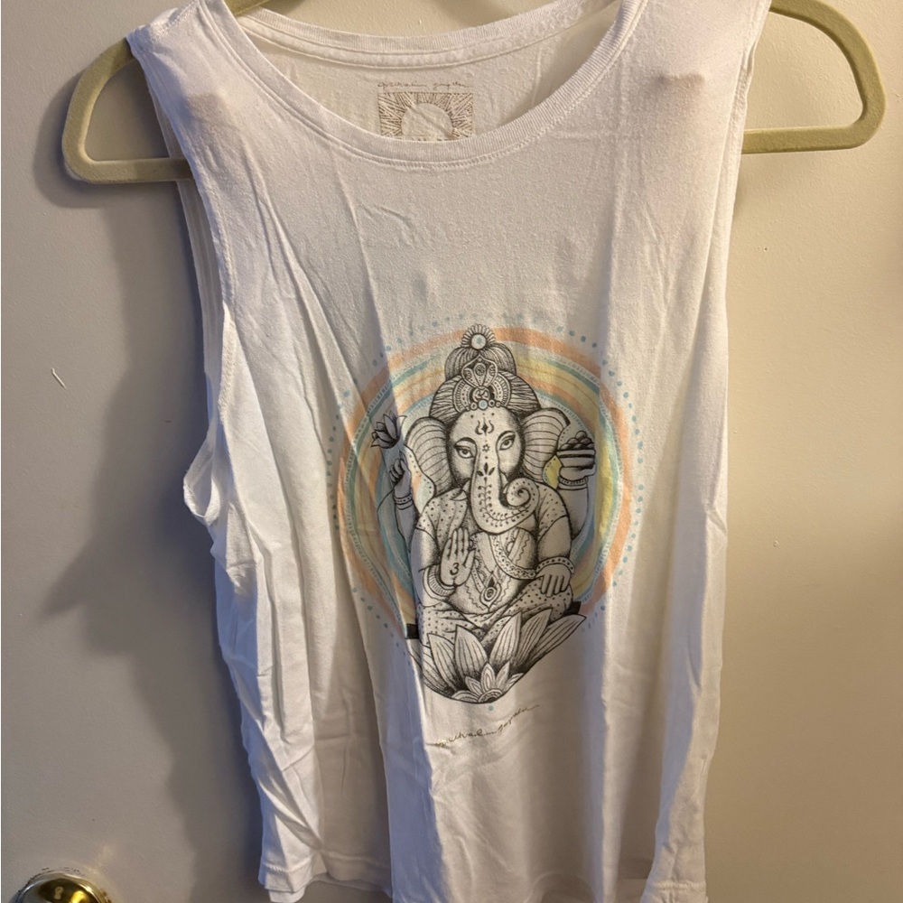 Spiritual Gangster White Graphic Crop Muscle Tee